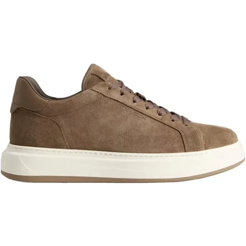 Sneakers, male, , Size: 8 1/2 US Taupe Suede Arrow Sneakers - Woolrich - Modalova