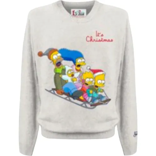 Round-neck Knitwear, male, , Size: L Christmas Jacquard Sweater The Simpsons - MC2 Saint Barth - Modalova