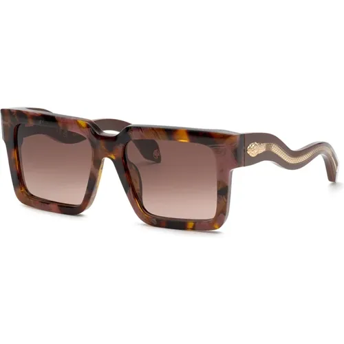 Square Sunglasses Pink Glossy Style , female, Sizes: 55 MM - Roberto Cavalli - Modalova