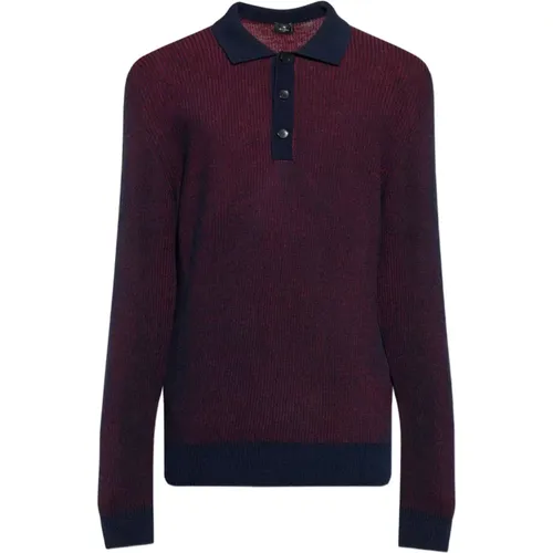 Round-neck Knitwear, male, , Size: S Ribbed Wool Polo Shirt - ETRO - Modalova