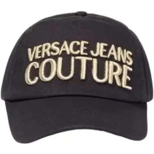 Caps, male, , Size: ONE SIZE Cotton Men`s Hat with Versace Logo - Versace Jeans Couture - Modalova