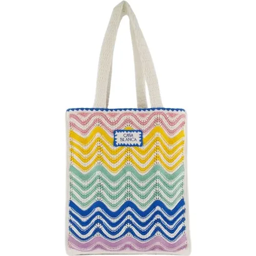 Tote Bags, female, , Size: ONE SIZE Gradient Wave Crochet Shopper Bag - Casablanca - Modalova