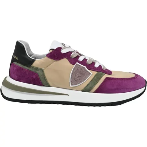 Sneakers, female, , Size: 7 US Low Top Sneakers Mondial Violet Beige - Philippe Model - Modalova