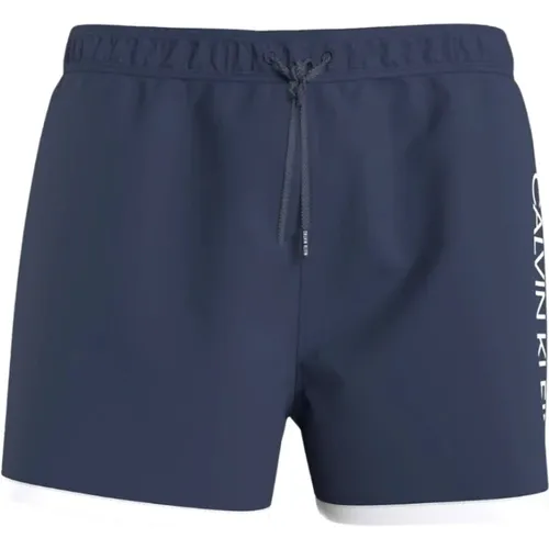 Runner Shorts with Contrast Trim and Vertical Side Print , male, Sizes: S - Calvin Klein - Modalova