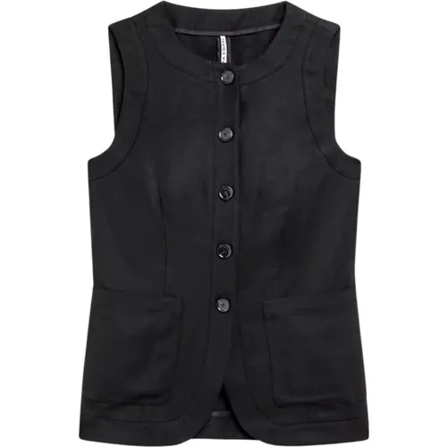 Vests, female, , Size: XS Linen-Viscose Vest with Round Neck - Liviana Conti - Modalova