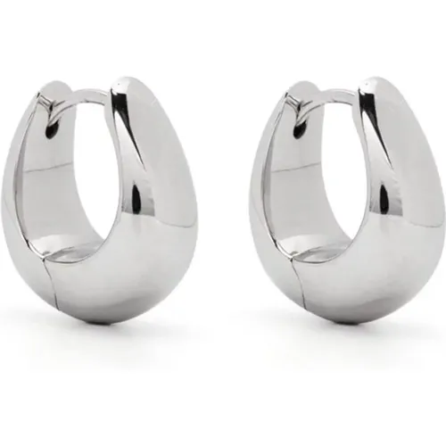 Earrings, male, , Size: ONE SIZE Sterling Silver Oval Hoop Earrings - Tom Wood - Modalova