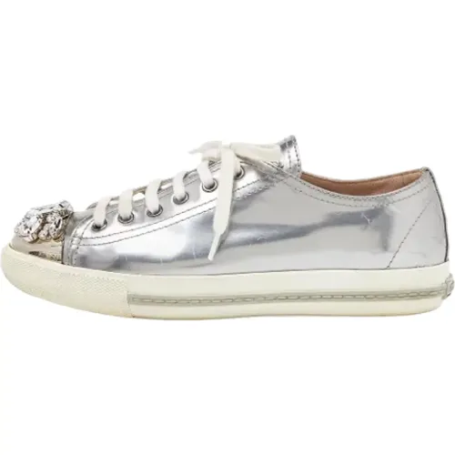 Pre-owned Sneakers, female, , Size: 8 1/2 US Pre-owned Leather sneakers - Miu Miu Pre-owned - Modalova