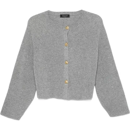 Cardigans, female, , Size: M Ribbed Button Cardigan - Fabiana Filippi - Modalova