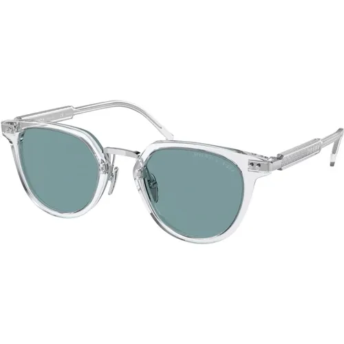 Crystal/Teal Sunglasses , male, Sizes: 49 MM - Prada - Modalova