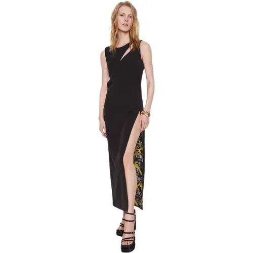 Barock Asymmetrisches Langes Kleid mit Seitenschlitz , Damen, Größe: S - Versace Jeans Couture - Modalova