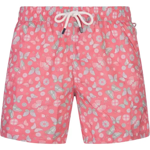 Beachwear, male, , Size: 2XL Butterfly Print Swim Shorts - Fedeli - Modalova