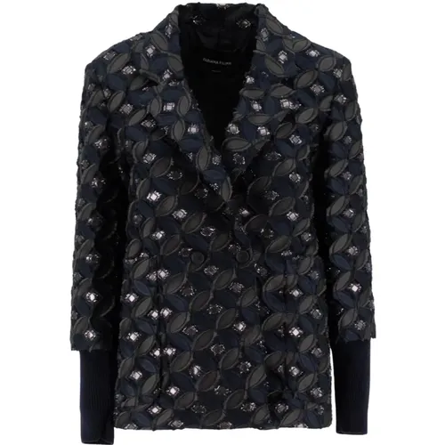 Patterned Tweed Double-Breasted Blazer , female, Sizes: 2XS, M - Fabiana Filippi - Modalova