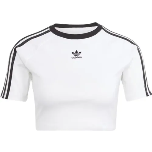 Weiße 3-Streifen T-Shirt Damen , Damen, Größe: M - adidas Originals - Modalova