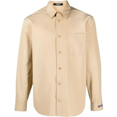 Cotton Poplin Texture Shirt , male, Sizes: L, S - Versace - Modalova