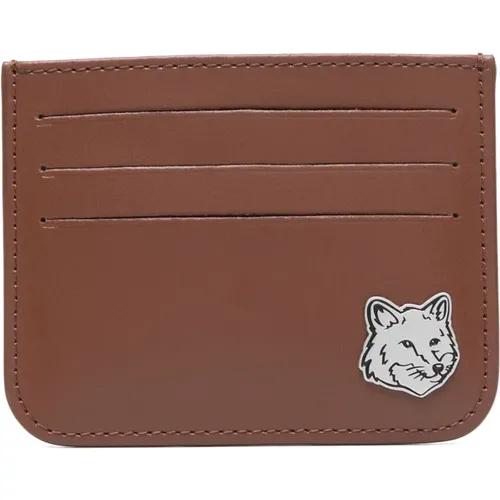 Dunkelbrauner Fox Head Kartenhalter , Herren, Größe: ONE Size - Maison Kitsuné - Modalova