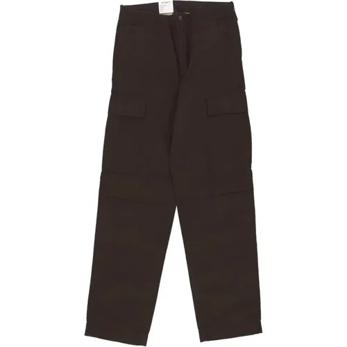 Straight Trousers, male, , Size: W33 L32 Cargo Pant in Tobacco Rinsed Cotton - Carhartt WIP - Modalova