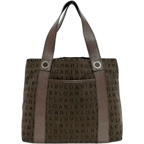 Pre-owned Tote Bags, female, , Size: ONE SIZE Pre-owned Canvas shoulder-bags - Bvlgari Vintage - Modalova