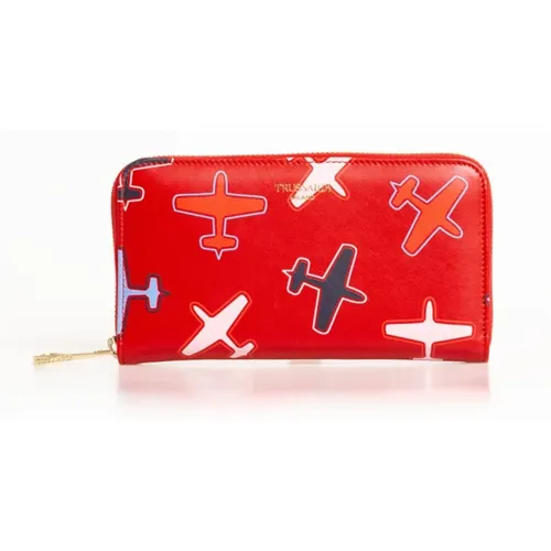 Wallets & Cardholders, female, , Size: ONE SIZE Airplane Theme Zip Wallet - Trussardi - Modalova