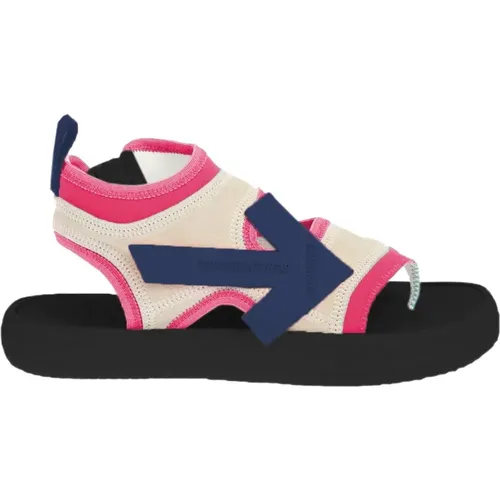 Flat Sandals, female, , Size: 8 US Fuchsia Neoprene Suede Sandals - Off White - Modalova