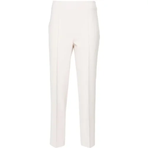 Chinos, female, , Size: M Ivory Slim-Fit Cropped Trousers - PESERICO - Modalova