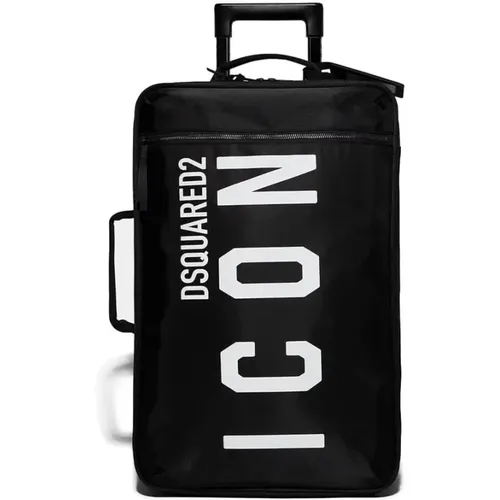 Cabin Bags, male, , Size: ONE SIZE White Be Icon Trolley - Dsquared2 - Modalova