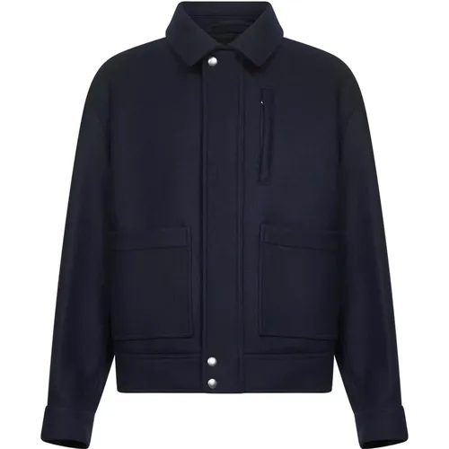 Light Jackets, male, , Size: XL Wool Jacket with Zipper Closure - Dries Van Noten - Modalova