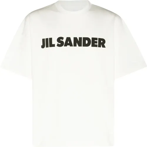 Weiße Baumwoll-T-Shirt mit Logo-Print , Damen, Größe: L - Jil Sander - Modalova