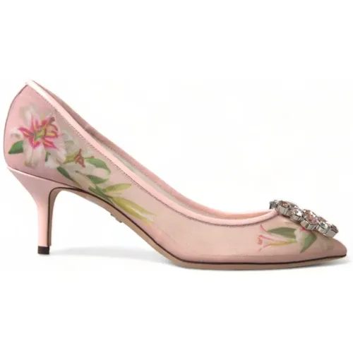 Pumps, female, , Size: 6 US Elegant Rose Floral Crystal Pumps - Dolce & Gabbana - Modalova