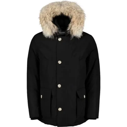 Parkas, male, , Size: XL Water-Resistant Parka Coat with Detachable Fur Trim - Woolrich - Modalova