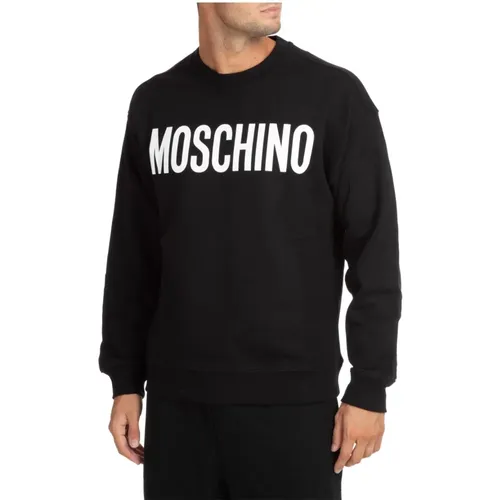 Sweatshirts, male, , Size: S Patterned Logo Sweatshirt - Moschino - Modalova