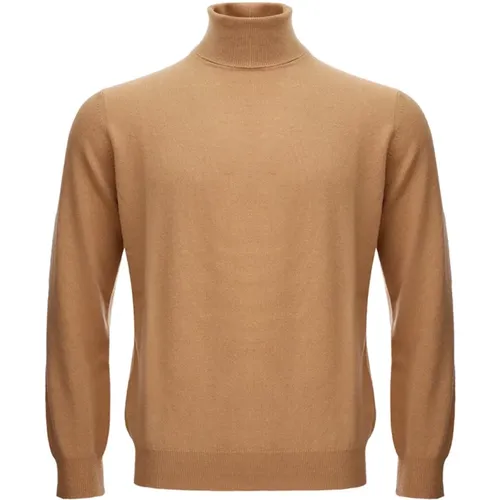Camel Wool Blend Turtleneck Sweater , male, Sizes: L, 2XL - Kangra - Modalova
