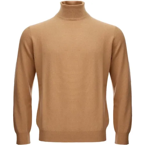 Turtlenecks, male, , Size: L Camel Wool Blend Turtleneck Sweater - Kangra - Modalova