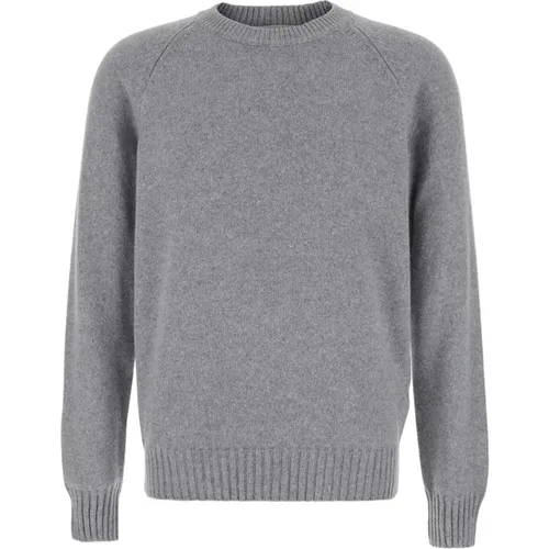 Cashmere Knitwear, male, , Size: L Grey Cashmere Sweater Girocollo Style - La Fileria - Modalova