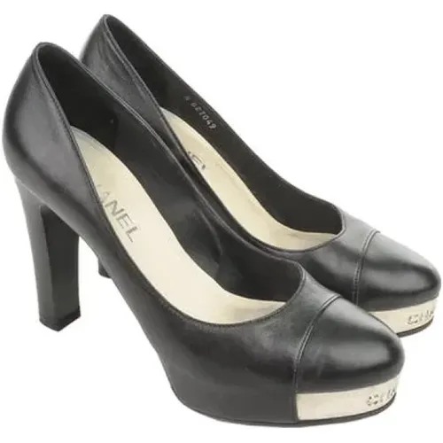 Pre-owned Pumps, female, , Size: 9 1/2 US Vintage Leather Block Heel Pumps - Chanel Vintage - Modalova