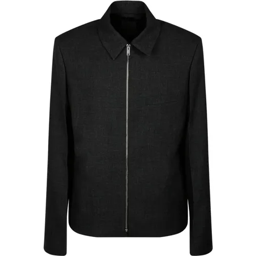 Stylische Jacken für Männer und Frauen,Grauer Wollmantel mit Silber Reißverschluss - Givenchy - Modalova