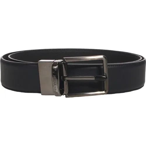 Belts, male, , Size: 105 CM Reversible Leather Belt with Steel Buckle - Ermenegildo Zegna - Modalova