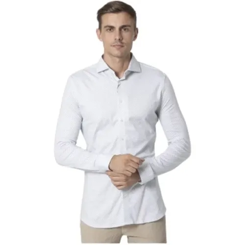 Weißes Hemd mit quadratischem Muster Luxury Line , Herren, Größe: XL - Desoto - Modalova
