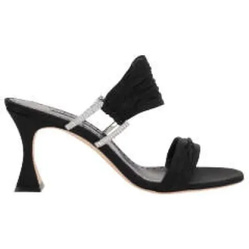 Draped Satin Sandals with Jewel Buckles , female, Sizes: 3 1/2 UK, 3 UK - Manolo Blahnik - Modalova