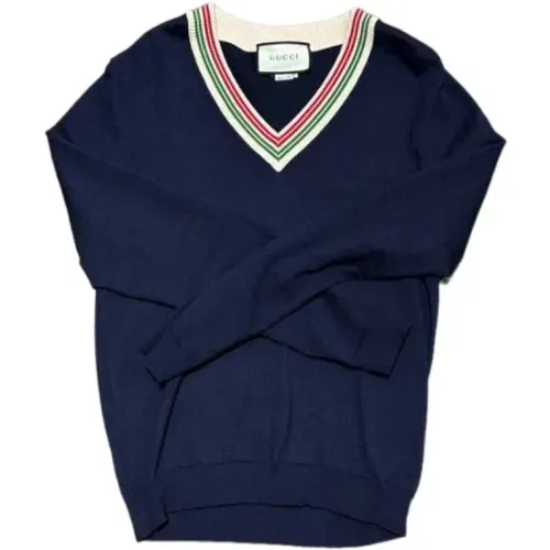 Wool V-Neck Sweater, Size M, Used , female, Sizes: M - Gucci Vintage - Modalova