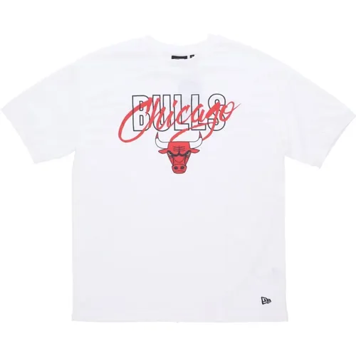 Chicago Bulls Script Tee Weiß/Rot , Herren, Größe: S - new era - Modalova