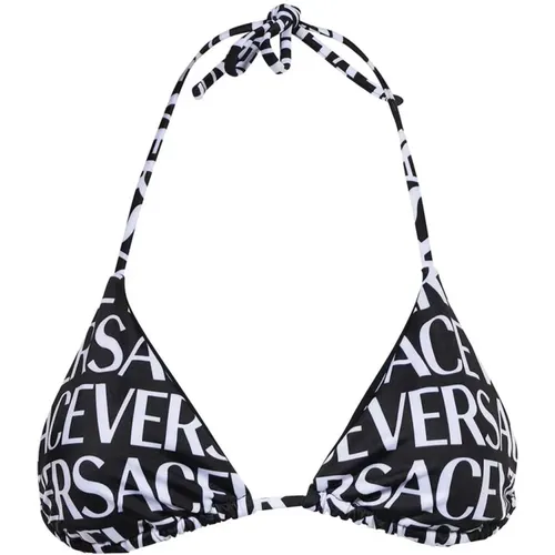 Bikini Top mit Logo-Print Versace - Versace - Modalova