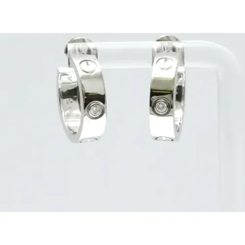 Pre-owned Jewellery, female, , Size: ONE SIZE Pre-owned White Gold earrings - Cartier Vintage - Modalova