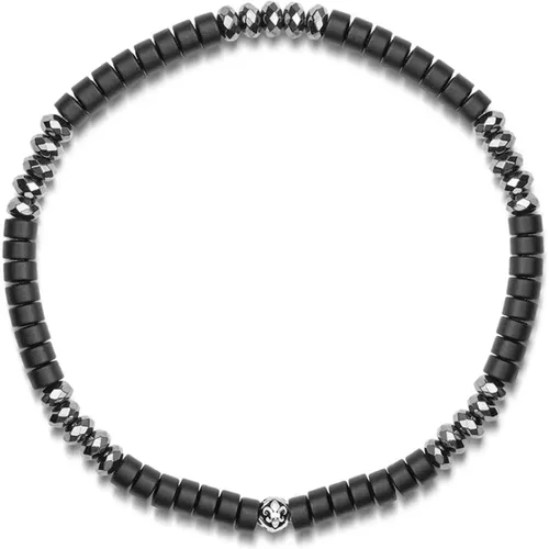 Armband mit Onyx- und Hämatitheishi -Perlen , Herren, Größe: L - Nialaya - Modalova