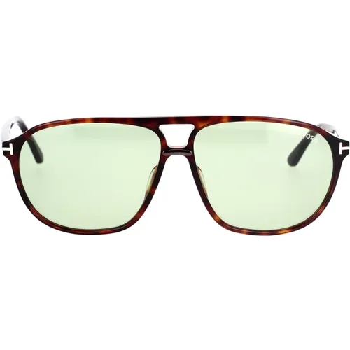 Sunglasses, male, , Size: 61 MM Navigator Sunglasses with Green Lens - Tom Ford - Modalova