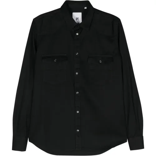 Schwarze Hemden für Männer Ss24 , Herren, Größe: XL - PT Torino - Modalova