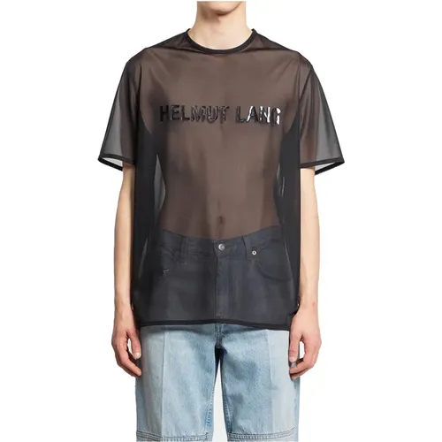 T-Shirts, male, , Size: M Logo Tee with Sheer Front - Helmut Lang - Modalova