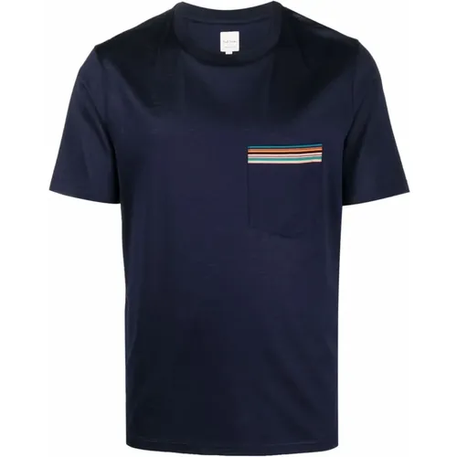 Blau Gestreiftes T-Shirt mit Rundhalsausschnitt , Herren, Größe: XL - Paul Smith - Modalova