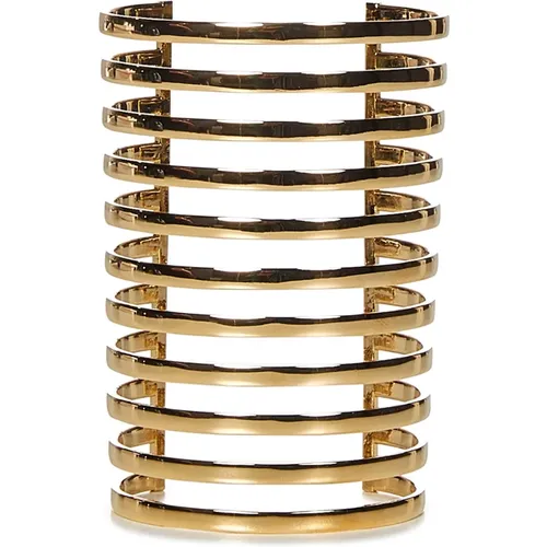 Golden Brass Bangle Bracelet , female, Sizes: ONE SIZE - Amina Muaddi - Modalova