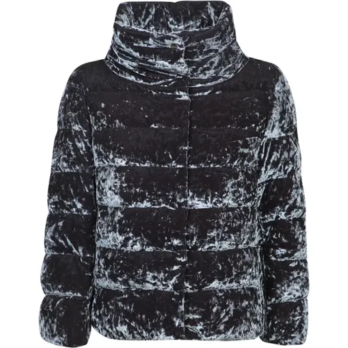 Graue Stepp-Velvet-Cape-Jacke , Damen, Größe: L - Herno - Modalova