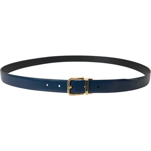 Belts, male, , Size: 110 CM Leather Gold Buckle Belt Men - Dolce & Gabbana - Modalova